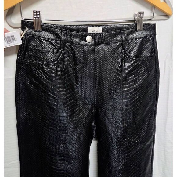 NWT Wilfred Black Python Textured High Rise Vegan Leather Pants. Size 6. - Picture 1 of 10